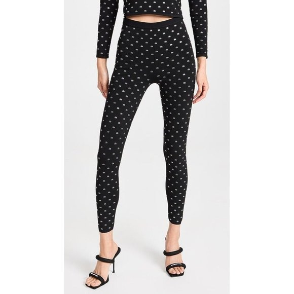 Alexander Wang Crystal Logo Leggings Black